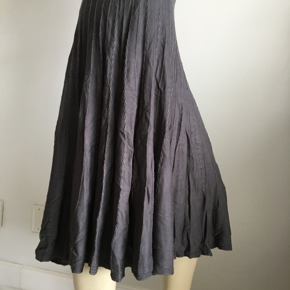 Lapis Gray knit midi skirt with stretchy waistband